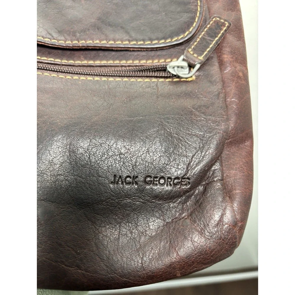 Jack Georges‎ Leather Crossbody Bag Voyager Traveler Messenger Brown Boho